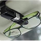 HaloVa Car Glasses Holder, Car Visor Sunglasses Ticket Clip Holder, Double Sunglasses Mount Eyeglasses Clip Cash Money Card Holder for Auto Sun Visor/Air Vent, Black