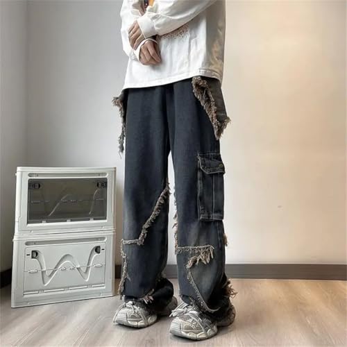 Men's Trousers Jeans Street Style Korean Cotton Kpop Wide Leg Male Cowboy Pants4
