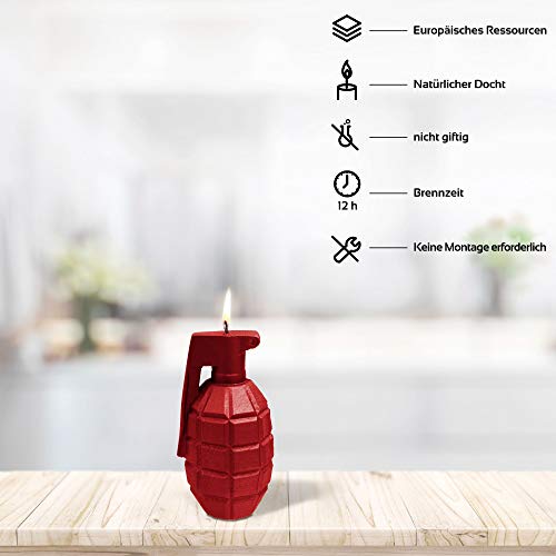 Candellana-Handmade-Grenade-Kaars-Gift-Grappig-Decoratieve-Kaars-Home-Decor-Geschenken-voor-vrienden-Katoenen-lont-Brandduur-12-uur-Rode-Kaars