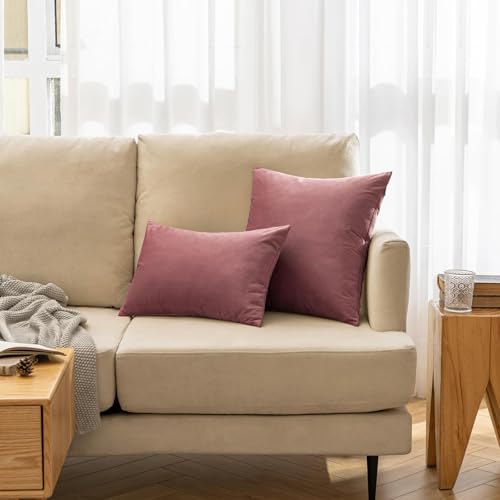 Image of 2 Piece Holland Velvet Cushion Cover, 12x12 inch | 31x31 cm | Rose Gold | Solid Plain Soft & Smooth. Decorative Pillow Cases for Living Room, Bedroom, Couches, Sofa, Bed & Home Decor