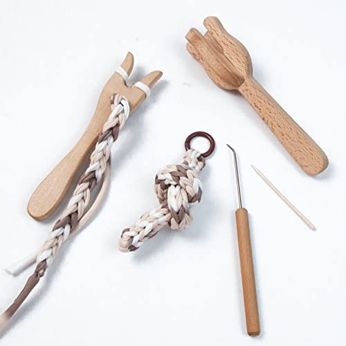 Kit de garfo e agulha de tricô, Lucet Fork Crochet, 8 peças de garfo de tricô de madeira, conjunto d