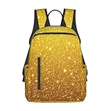 Beautiful gold bling Glitter Sparkles pattern Laptop Backpack For Women Men Work Laptop Bag Fashion Backpacks Nurse Stylish Travel Bags Casual Daypacks For College, Business