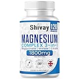 Magnesium Glycinate 3 in 1 Complex | 1800mg Per Serving - 384mg Elemental Mg | High Strength Magnesium Bisglycinate, Malate, Citrate | 120 Vegan Capsules | Made in The UK by Shivay Herbals