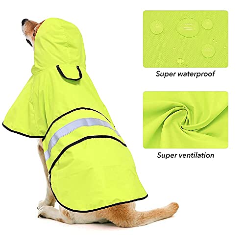 Ezierfy Reflective Dog Raincoat - Lightweight Raincoats Jacket For Dogs, Adjustable Dog Hooded Raincoats, Rain Coat Slicker Poncho For Small To X- Large Dogs And Puppies (Neon Green, X-Large) #TOP6