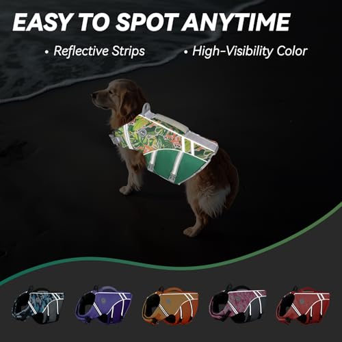 VIVAGLORY Sports Style Hundeschwimmweste, Rettungswesten Für Hunde Bootfahren, Auftrieb & Schwimmhilfe, Schwimmweste, L, Grün