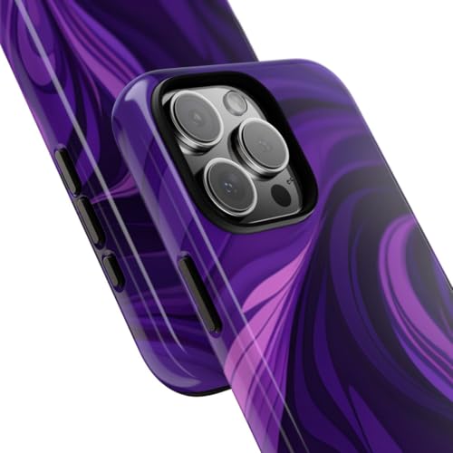 Coque iPhone 16 Pro Max motif vague abstraite violette rigide brillante - 2
