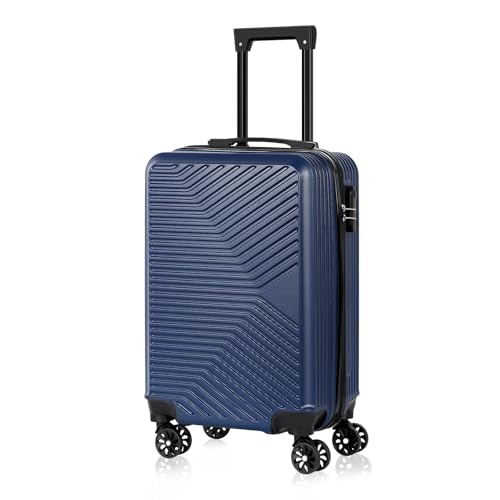 20 Inch Hardside Carry On Luggage, ABS Spinner Suitcase with 360° Wheels & Secure Lock, Lightweight Cabin Approved Luggage for Air Travel, Navy Blue