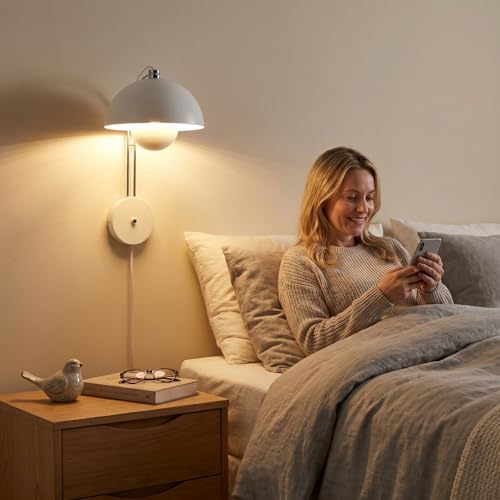 Image of Mid-Century Modern Bud Plug in Wall Sconces for Bedroom, Matte White