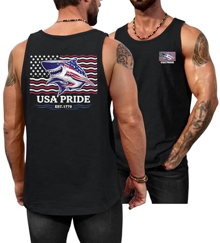 Image of VOGSTART Mens Graphic Muscle Tank Top Beach Slub Cotton Sleeveless Shirts | Design, Print, Casual, Summer, Vacation, Holiday, Surf, Hawaiian, Workout, Vintage, Tropical