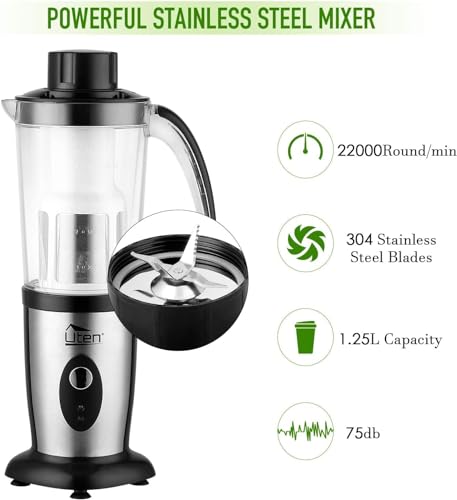 Smoothiemaker Uten Mixer Roestvrijstalen mixer/keukenrobot 5-in-1 multifunctionele blender, fruitpers, vleesmolen, ijsbreker, koffiemolen met 600 ml reissportflessen voor kamperen aan huis - Afbeelding 6