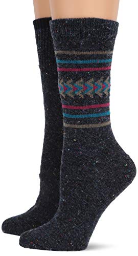 Image of Wise Blend Women's Wool Blend Casual Aztec Knit Pattern Crew Socks 2 Pair Pack