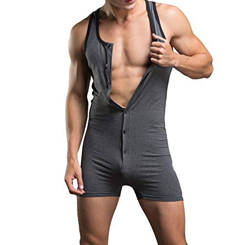 YUFEIDA Men's Athletic Supporters One Piece Bodysuit Cotton Jumpsuit Slim Fit Active Base Layers Singlet Leotard