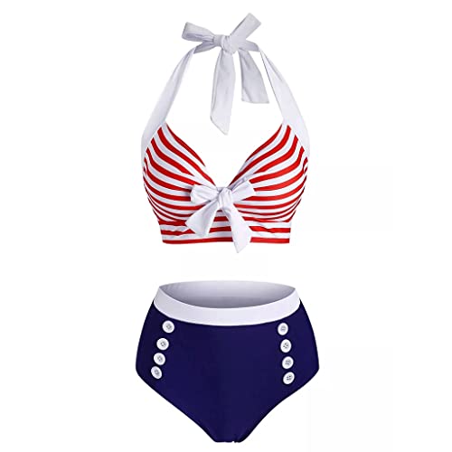 Tankini rayé CLSDRZC pour la plage, maillot de bain halter chic pour femmes