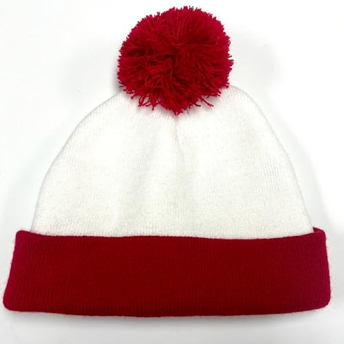 Baby Toddler Infant Kids White Red Pom Pom Beanie Hat for Costume Winter, 1PC2