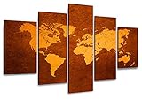 Gesamtgröße: 160 cm x 80 cm Visario Leinwandbilder 5508 Bild auf Leinwand 160 cm Weltkarte fertig gerahmt, 5-teilig Marke, original