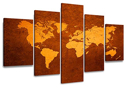 Visario 5508 - Cuadro de 5 Partes (160 cm), diseño de mapamundi