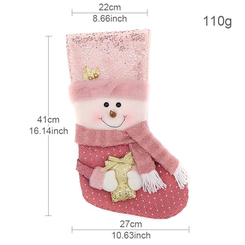 3 PCS Plush Christmas Stockings Santa Snowman Reindeer for Hanging Decor - image 2
