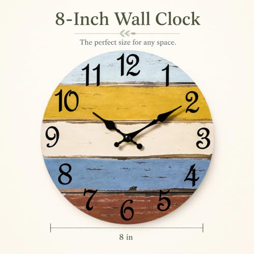 Image of CHYLIN Wall Clock Silent Non-Ticking Battery Operated Colorful Retro
