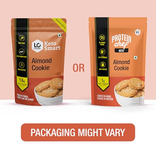 Image of Lo! Foods - Keto Almond Cookies (200g), High Protein, No added sugar, 1.2g net carbs per cookie, Lower in Carbs, Higher in protein
