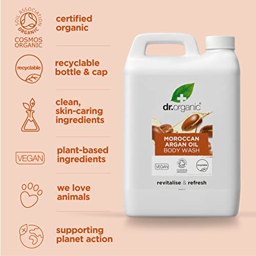 Dr Organic Moroccan Argan Oil Body Wash, 5L Refill with Free Pump, Revitalising, Natural, Vegetarian, Cruelty-Free - Image 4