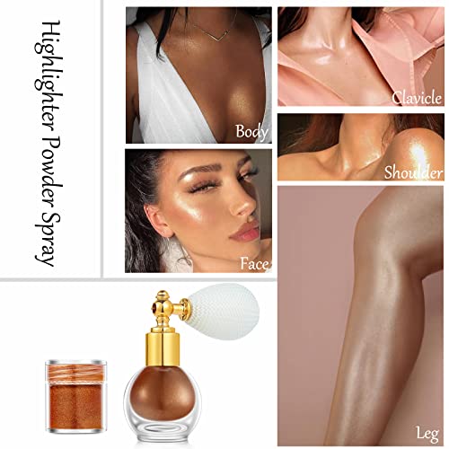 Body Glitter Spray, Highlighter Spray Powder For Hair And Body, Bronze Face Glitter Cosmetic Shimmer Makeup Glitter Sparkle For Women Hair Clothes Nail Art Craft Design - With 1 Jar Of Refills #TOP5