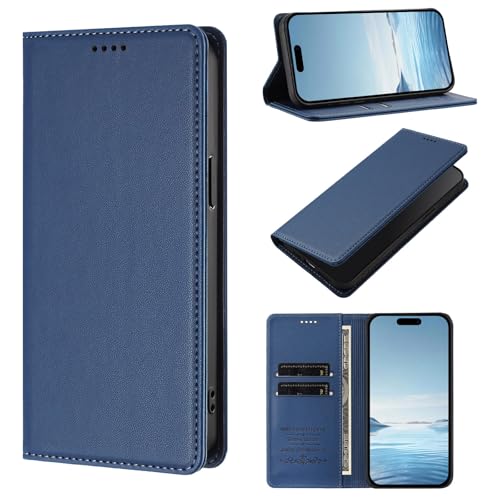WOWUDI Funda para Vivo Y33S 4G / Y21 2021 / Y21S,Bloqueo RFID Carcasa Protector con Ranuras para Tarjetas,ase Magnético Fuerte Ranura para Doble Tarjeta -Azul Oscuro