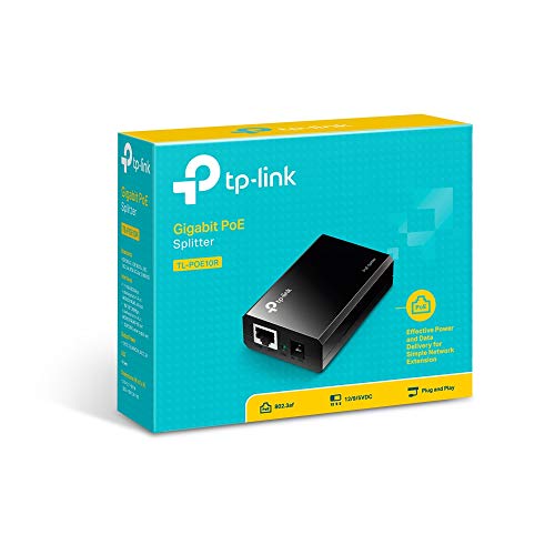 Image of TP-Link TL-PoE10R, 802.3af Compliant Gigabit PoE Splitter, 5 /9 /12V DC Power Output, Up to 100 Meters (325ft.), Power Adapter & Cable Included