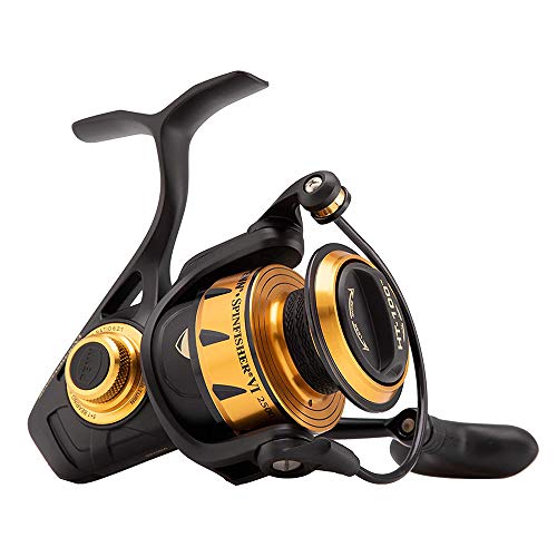 PENN Spinfisher Vi Carrete Giratorio, Carretes para Pesca en Agua Salada, Sellado IPX5 Que Protege contra la Entrada de Agua Salada, Óptimo para Varias Especies, Unisex, Negro/Oro