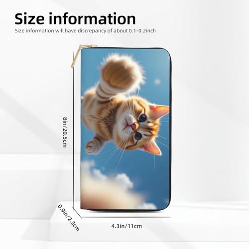 Wallet Women - Cute Orange Cat-C Print Leather Wallet for Women with Zipper, Cute Bifold Long Ladies Wallets2