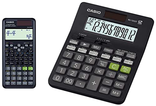 Image of Casio FX-991ES Plus-2nd Edition Scientific Calculator & Casio MJ-12GST GST Calculator (Black)