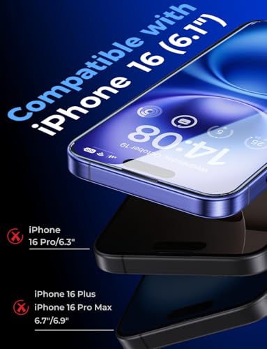 MAGIC JOHN 2 Pack for iPhone 16 6.1 inch Tempered Glass Screen Protector (Not Pro), Auto Dust-Elimination, Bubble Free, Easy Installation, HD Clear - Thumbnail 2