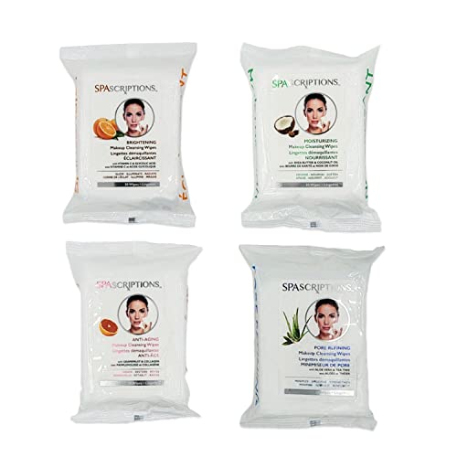 Spascriptions Makeup Cleansing Wipes 30 Ct, Variety 4 Pack, 120 Count Total #TOP3
