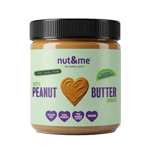 nut&me Crema de Cacahuete Smooth 1kg | 100% Cacahuetes tostados sin azúcar | Peanut Butter | Mantequilla de cacahuete vegana sin gluten, lactosa ni aceite de palma | Fuente de Proteina