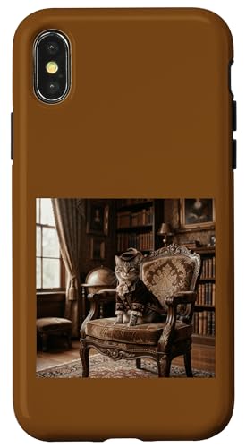 �r�N�g���A���̔L�̏ё��� �M���}���� �r���e�[�W�X�^�C�� �X�}�z�P�[�X iPhone X/XS �p