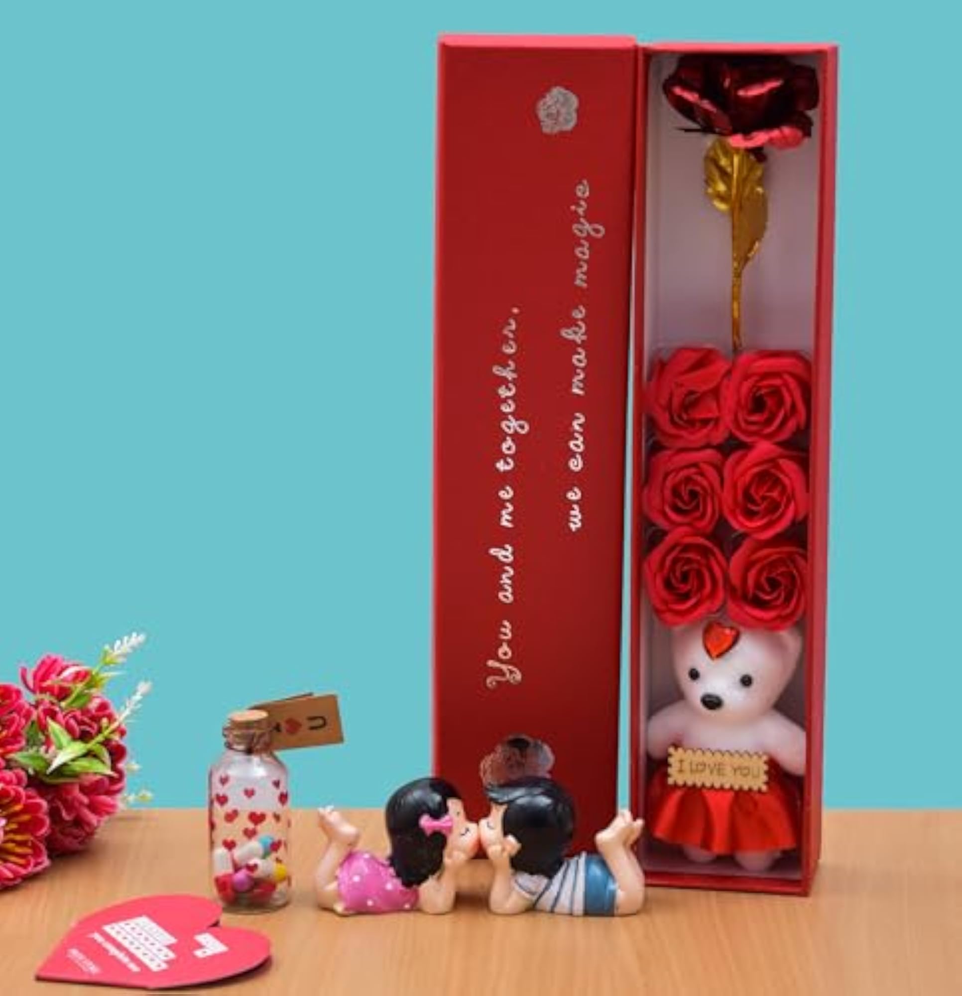 Artificial Red Rose Box Gift for Couples