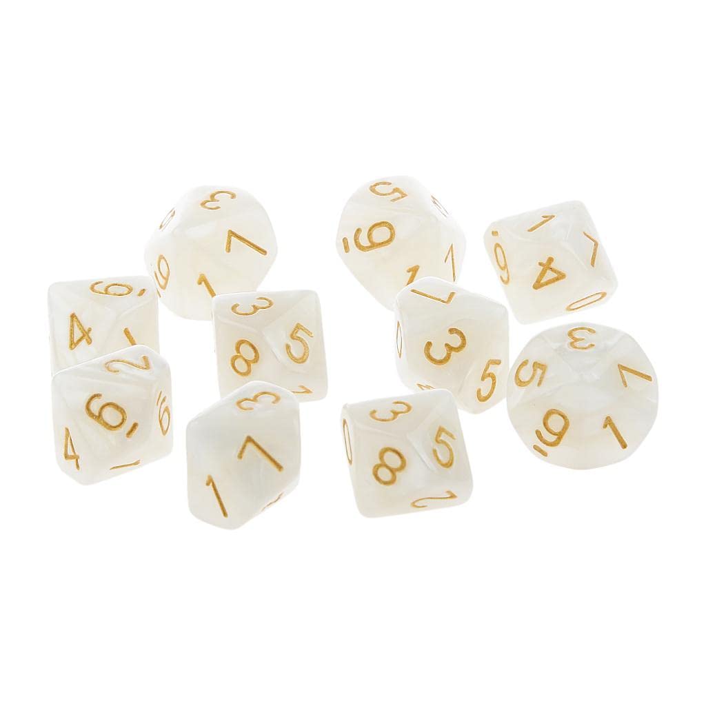 Set de 10 dés à 10 faces - Vert/Blanc
