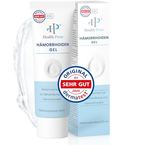Health Press Hämorrhoiden Salbe – 50 ml Hämorrhoiden Gel – gegen Reizungen, Juckreiz, Brennen & Wundsein – Hämorrhoidencreme – Medizinprodukt zur Linderung von Hämorrhoidalbeschwerden