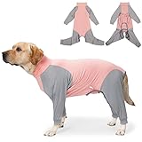 KOESON Dog Recovery Suit, Dog Onesie for Surgery Anti Licking Dog Surgical Recovery Suit for Abdominal Wound, Long Sleeve Dog Jumpsuit for Medium & Large Breeds Pink L
