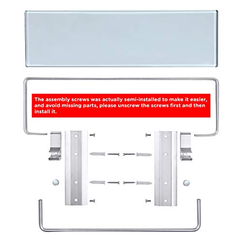 Vdomus Glass Bathroom Shelf With Hand Towel Bar, Rectangular Wall Mounted Bathroom Shelf Storage Extra Thick Tempered Glass, 15.2X4.5 Inches With Brushed Silver Finish Glass Shelf For Bathroom #TOP7