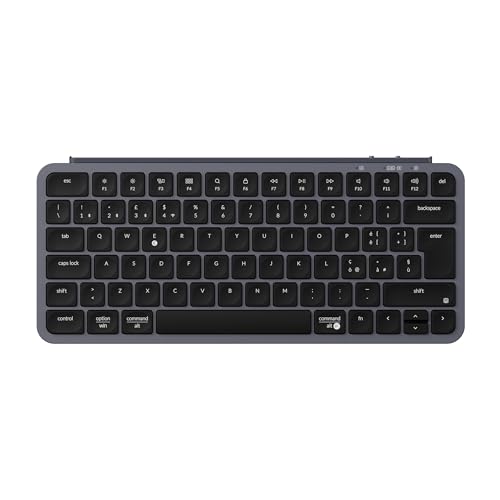 Keychron Tastiera wireless B1 Pro ultra slim 75% Layout Italiano ISO QWERTY, configurabile ZMK, tasi in PBT, 3 modalità 2.4 GHz/Bluetooth/cablata, compatibile con Windows/Mac, grigio siderale
