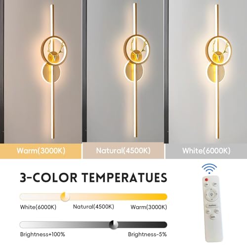 Lampe Murale Jardin Étanche Solution Éclairage LED Ajustable pour Façade et Garage Or 60CM