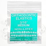 Clear Non-Latex 100 counts, Intraoral Elastic Bands Orthodontic Elastics Dental Rubber Bands Made in US Medium 3/16'', Clear