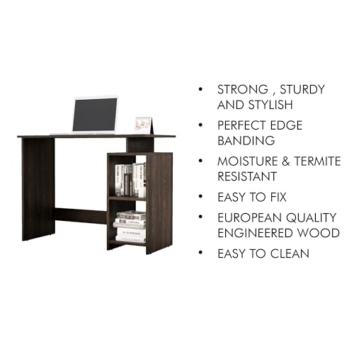 Image of Bniture Wooden Study Table for Home | Engineered Wood Laptop Study Table with Book Shelf | Multi Purpose Office Desk for Laptop, Computer, Writing & Study | Workstation for Home & Office, Flower Wenge
