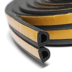 Stick&Seal D Shaped, Self-Adhesive EPDM Doors and Windows Seal Strip Soundproofing Collision Avoidance Rubber Weatherstrip 6 Meter (2 x 3 M = 6 Meter) (1 Pack, Black)