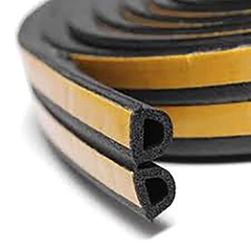 Image of Stick&Seal D Shaped, Self-Adhesive EPDM Doors and Windows Seal Strip Soundproofing Collision Avoidance Rubber Weatherstrip 6 Meter (2 x 3 M = 6 Meter) (1 Pack, Black)