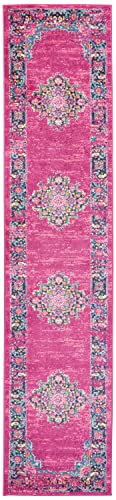 Nourison Passion Fuchsia 2'2" X 10' Area -Rug, Boho, Traditional, Easy -Cleaning, Non Shedding, Bed Room, Living Room, Hallway, (10' Runner) #TOP1