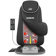 Snailax Shiatsu Back Massager with Heat, Upgraded Electric Deep Tissue Kneading Full Body Massage Chair for Back Pain, Home, Office Use, Gifts for Men, Women