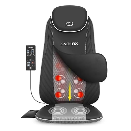 Snailax Shiatsu Massagesitzauflage mit Wärme- und Vibrationsfunktion, Massageauflage für Nacken und Schulter, Rückenmassaggerät, Massagesessel, Geschenke für Männer Frauen