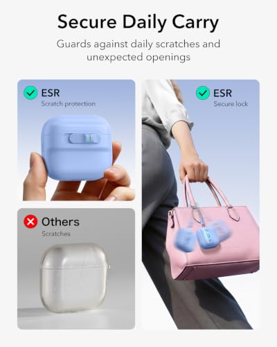 Image of ESR for AirPods 4 Case, Compatible with AirPods 4 Generation Case (2024)(USB-C), MagSafe Compatible, Magnetic Lid Lock, Drop-Proof Protection Cover with Lanyard, Pulse Series, Light Blue