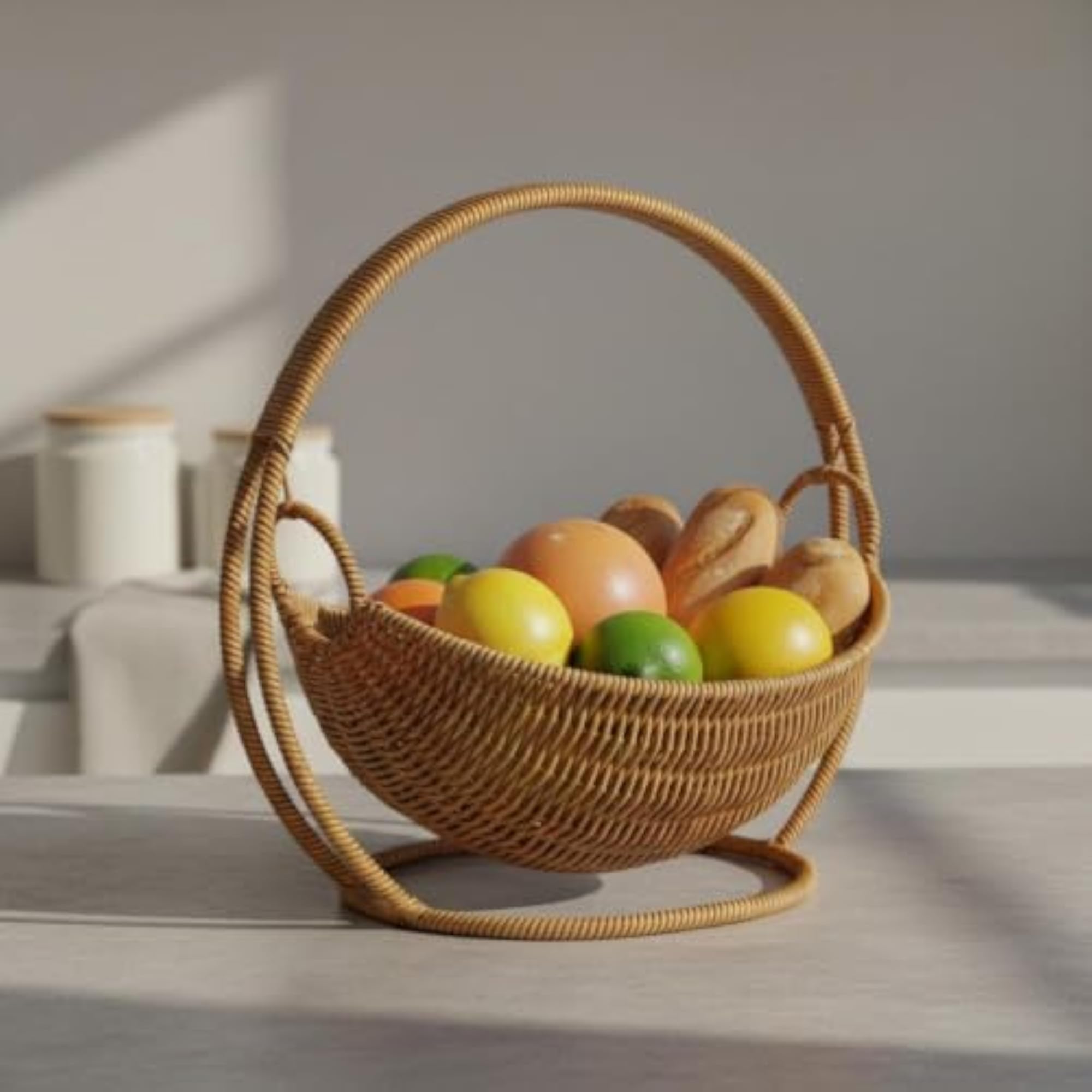 Cradle Design Handwoven Wicker Basket for Dining Table